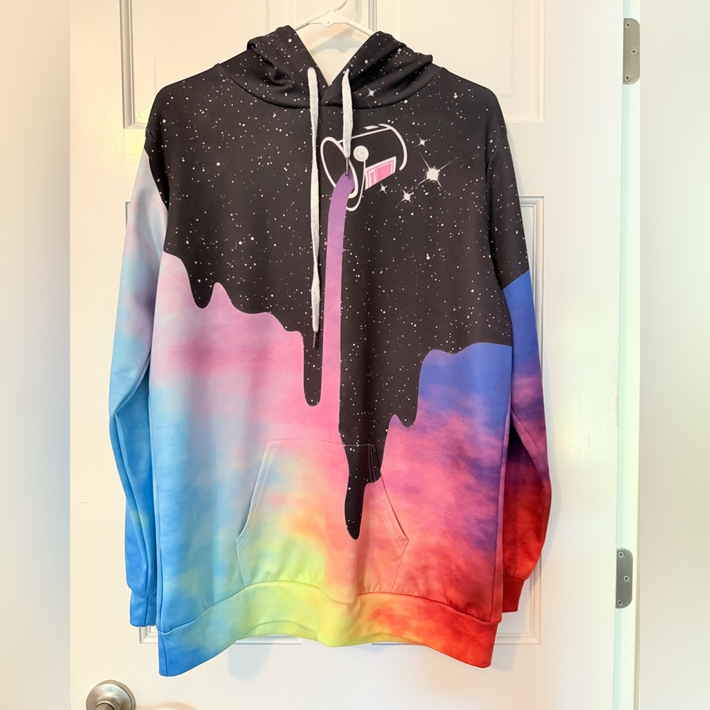 XL Rainbow dripping paint hoodie pride